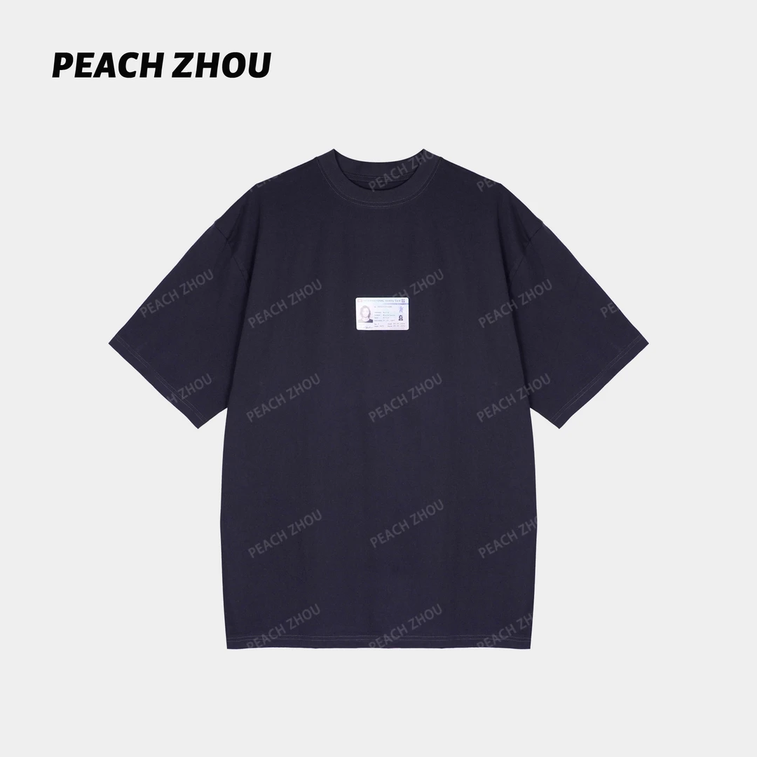 『PEACHZHOU』巴黎风'ID Card'宽松圆领廓形短袖休闲中性男女款T恤