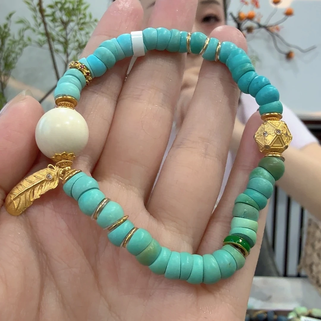 绿松石18K金镶嵌珠宝奇石