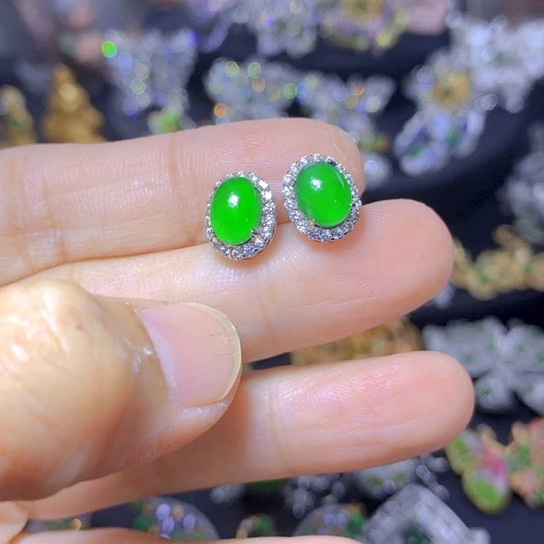 翡翠银S925镶嵌吊坠(不含链)天然翡翠