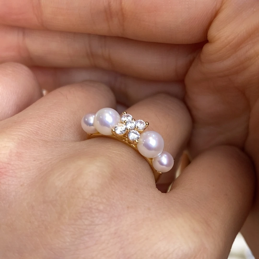 银S925镀金镶嵌戒指淡水珍珠特价