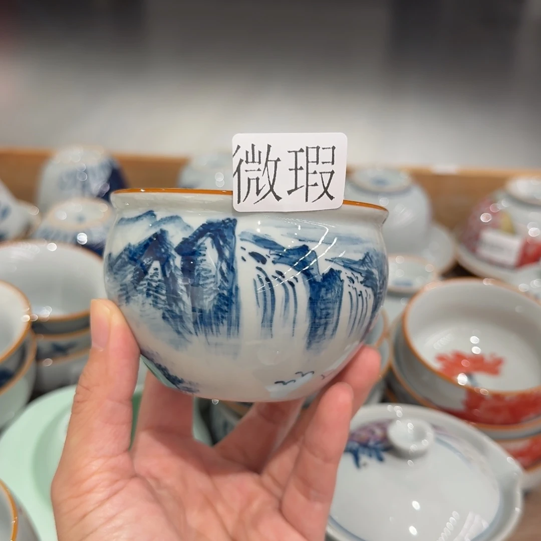 釉下手绘茶具微瑕