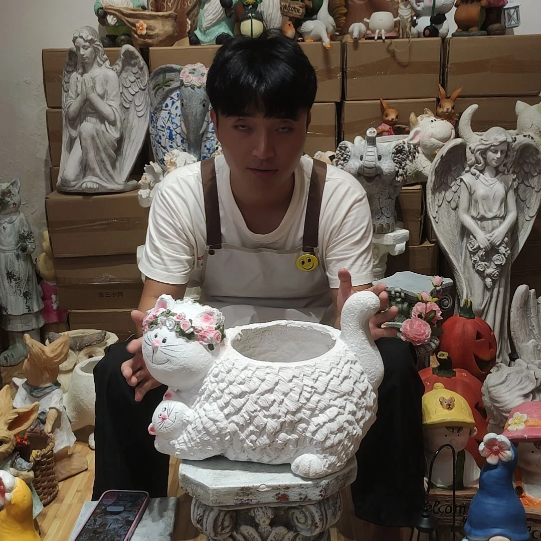 合成树脂母子猫咪花盆