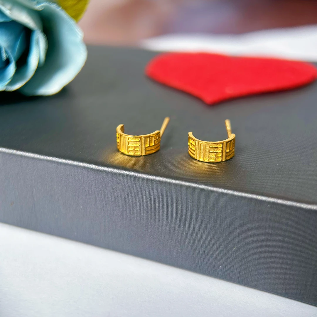 【足金5G福字半圆耳钉】直针爆闪女生礼物【不支持7天无理由退换货】