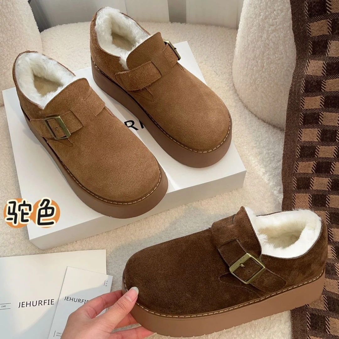 【天邑严选】女士厚底羊毛博肯鞋AB23738