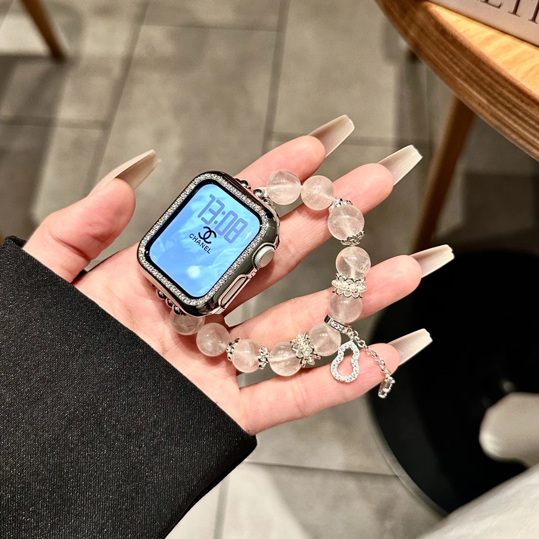 瑞馨宜粉水晶葫芦适用iwatch表带S10苹果手表applewatch46MM42MM
