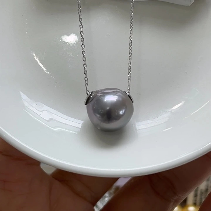 银S925镶嵌套链海水珍珠12-13mm1号