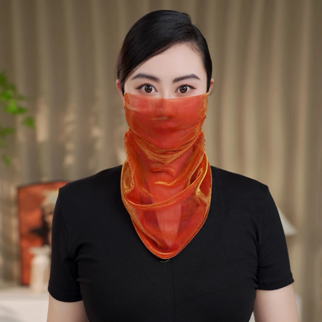 2025新款夏季韩版防晒面纱炫彩多功能围巾丝巾口罩防晒遮脸洋气