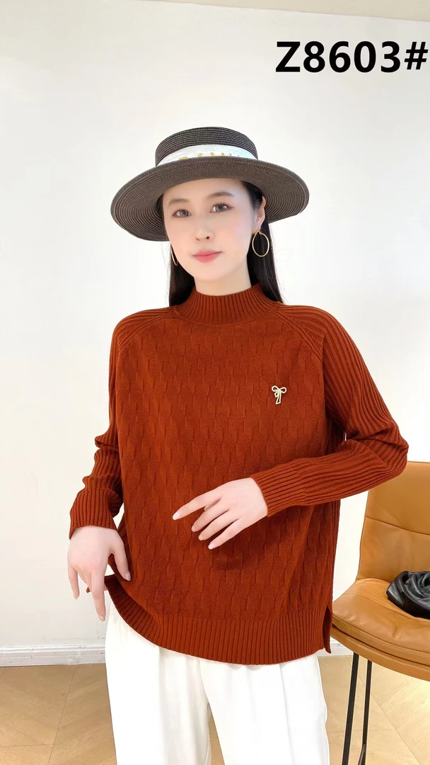 【尚品胖小妞】【8603蝴蝶结装饰】2025春季新款百搭针织衫