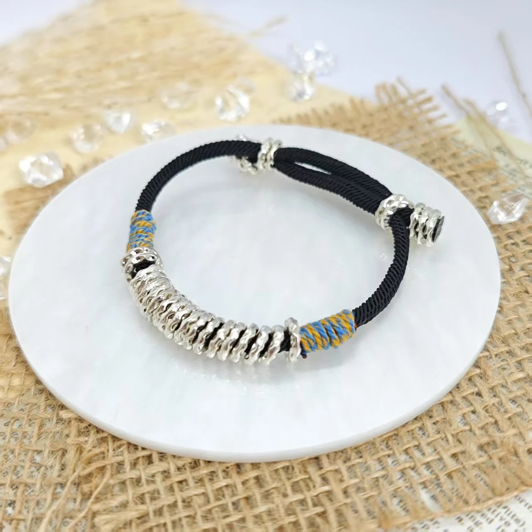 合成金属布艺手链 【碎银几两】盘缠编绳黑色手绳7+ DL2226