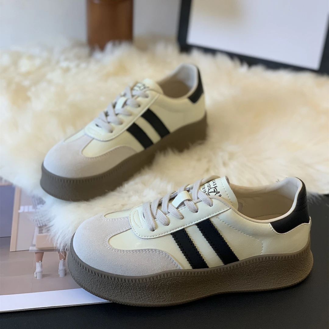 厚底德训鞋女2025新款秋百搭显脚小复古学生爆款网红时尚休闲板鞋