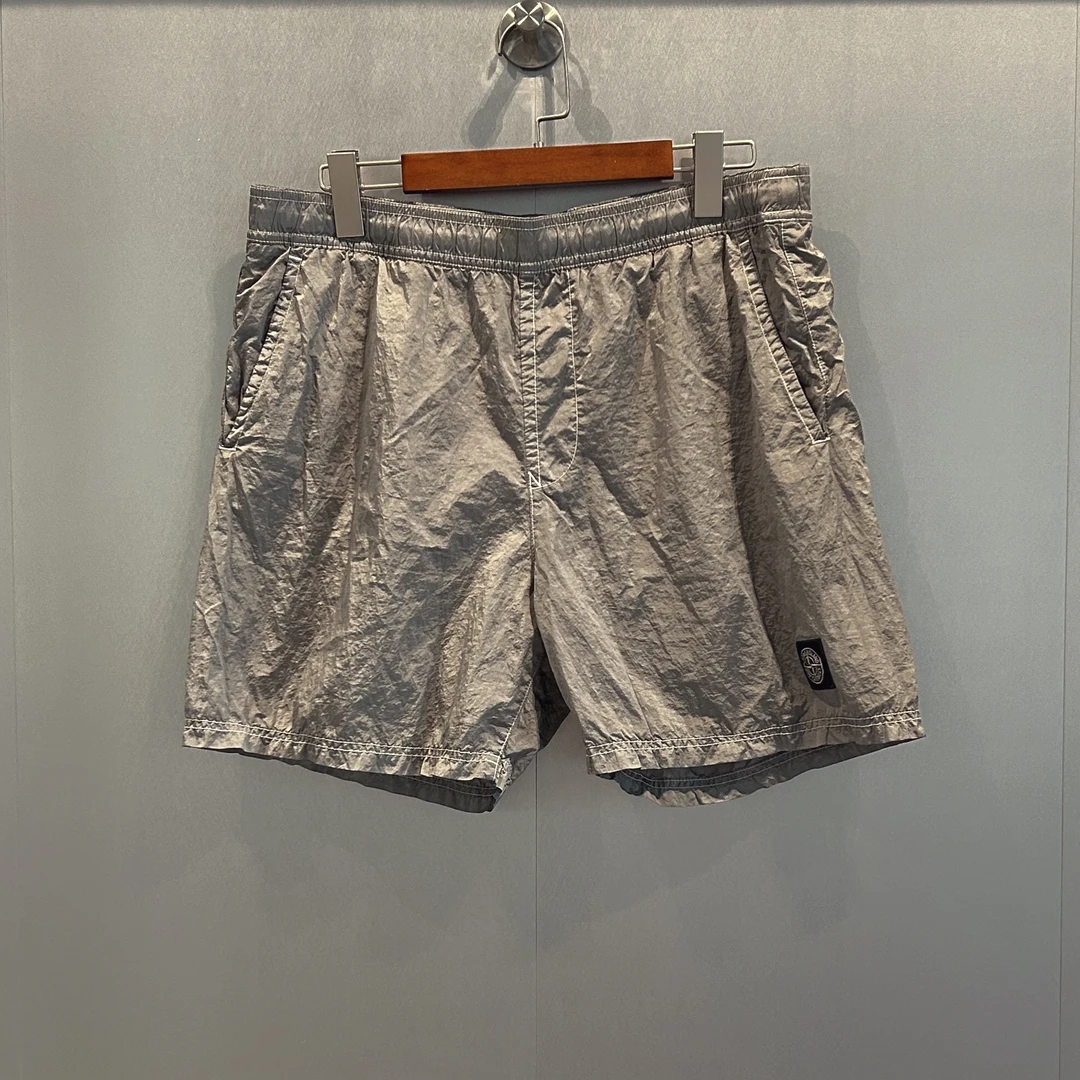 未使用 STONE ISLAND STONE ISLAND石头岛 金属尼龙小方标短裤