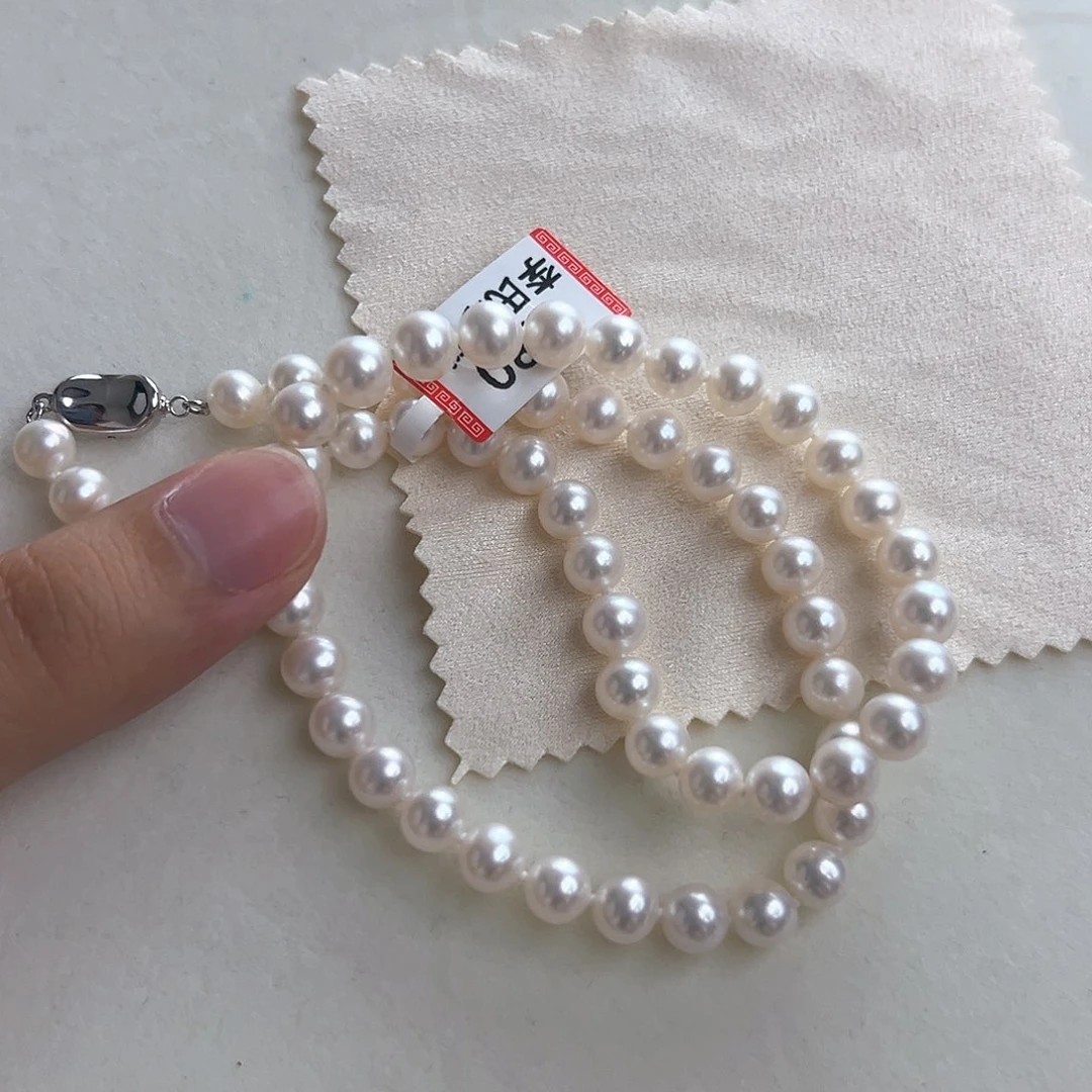 轻***虹淡水珍珠银S925镶嵌颈饰7-8淡水珍珠
