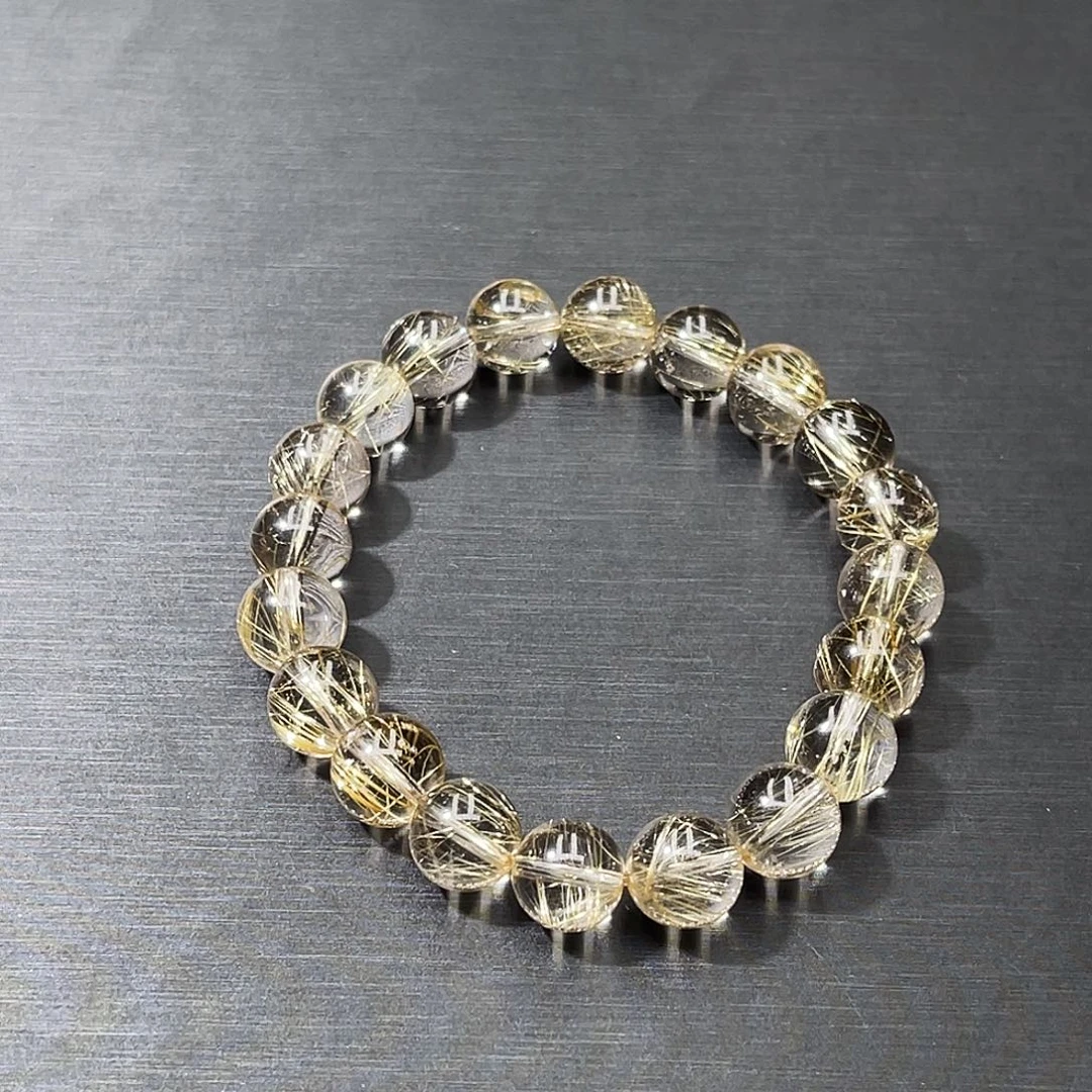 荷***饭未镶嵌发晶手串金发晶