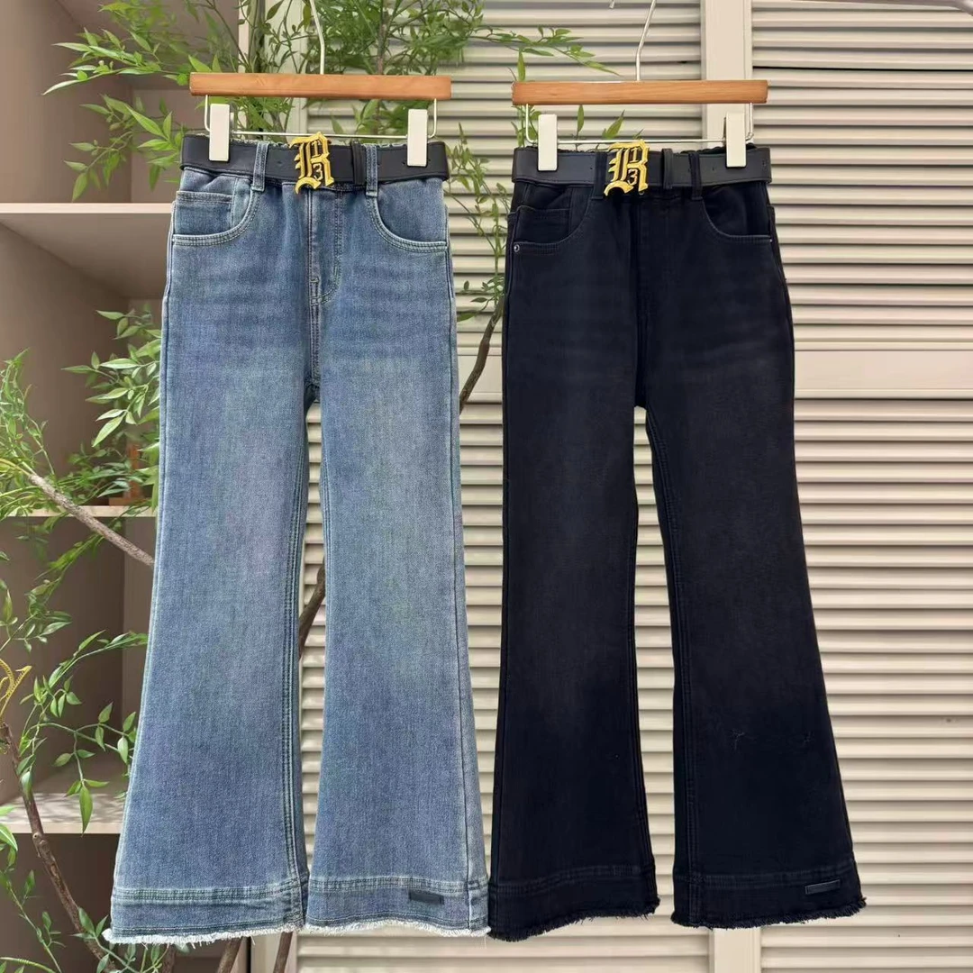 【超模裤】女童冬款加绒高弹喇叭牛仔裤裤型好看DH0298