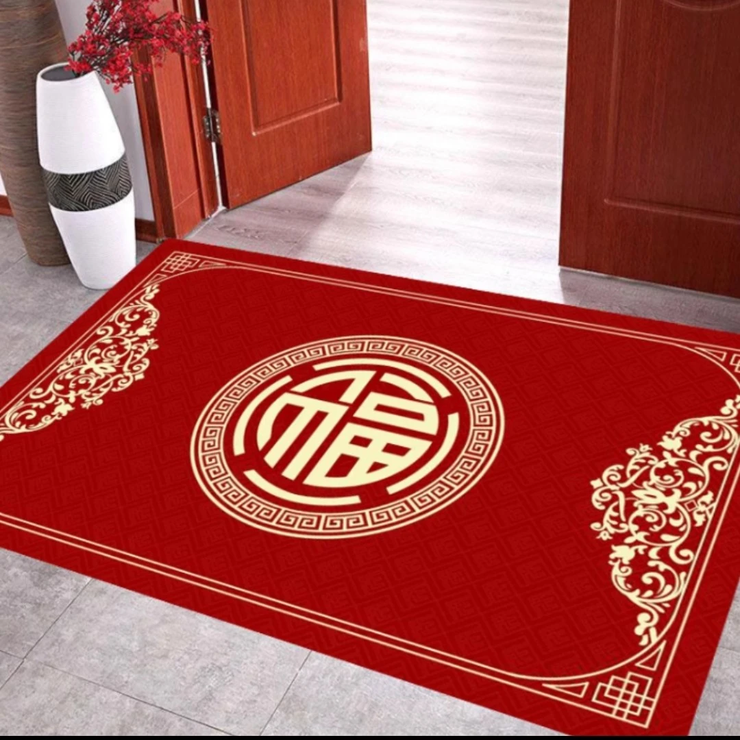 新年红色喜庆硅胶进门入户门防滑地垫卫生间厨房浴室门口脚垫