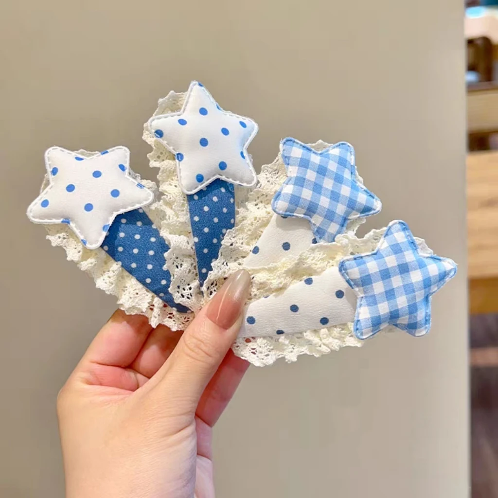 韩系蕾丝花边波点五角星发夹前额碎发刘海bb夹甜美蝴蝶结侧边夹