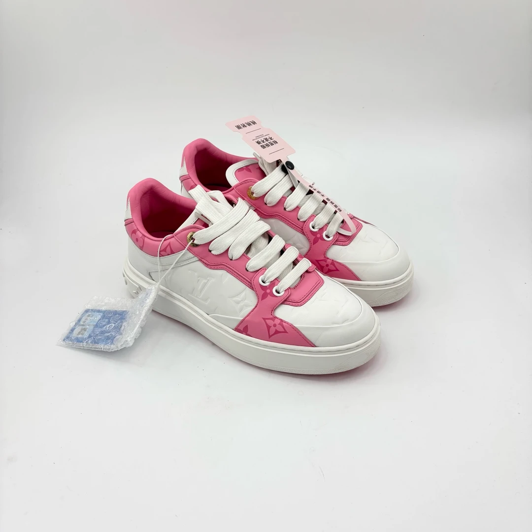 95新 LouisVuitton/路易威登 lv/36码/白粉拼接满印板鞋/TT0613