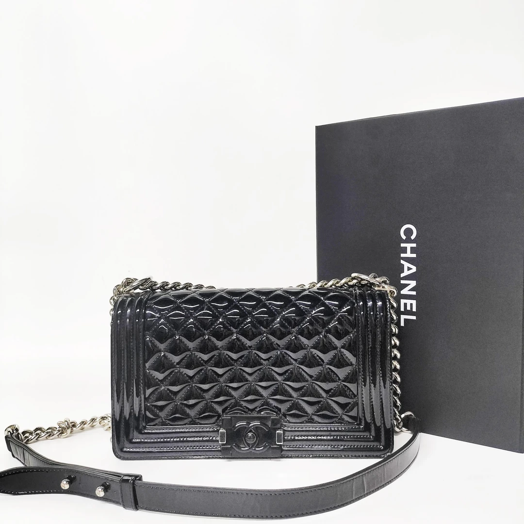 99新 Chanel/香奈儿 leboy so black/单肩斜挎包/通体黑