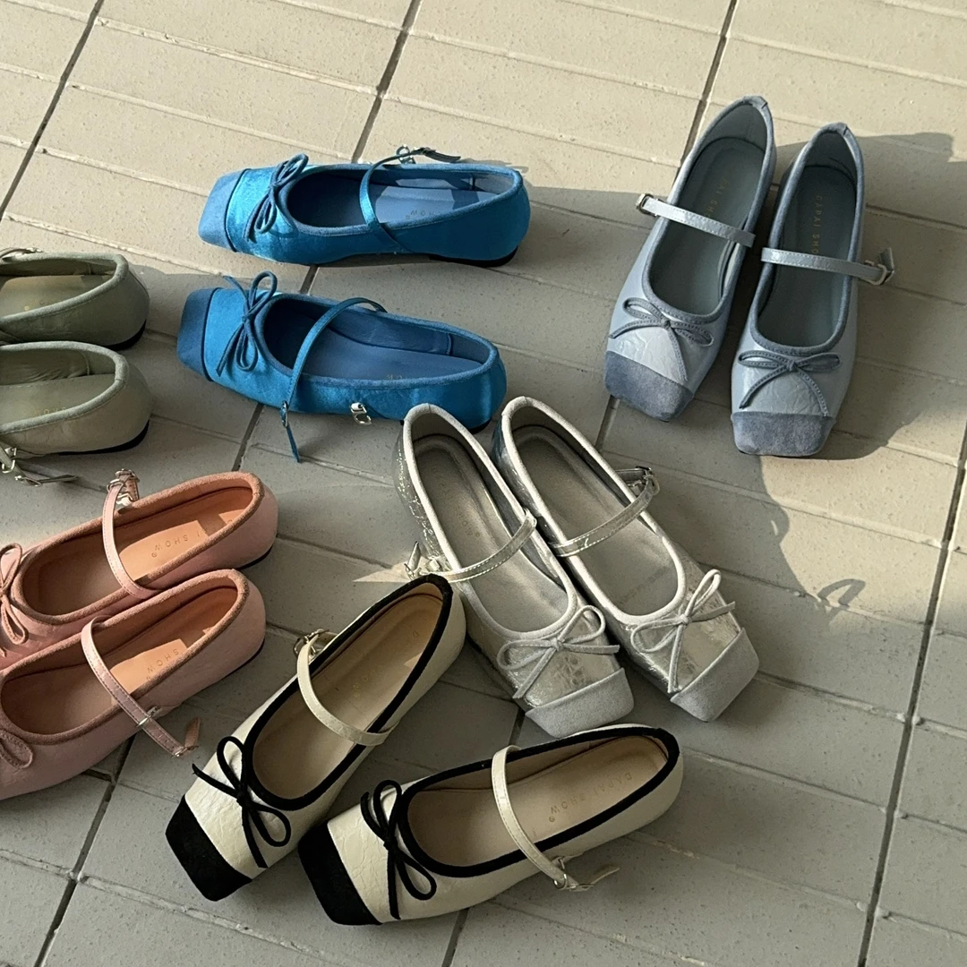 内增高百搭方头一字带玛丽珍单鞋H8202鞋子多巴胺百搭