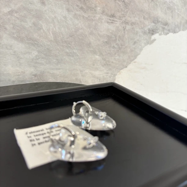 铜合金仿水晶耳饰 铜合金耳饰 透明爱心星球耳环EH2535