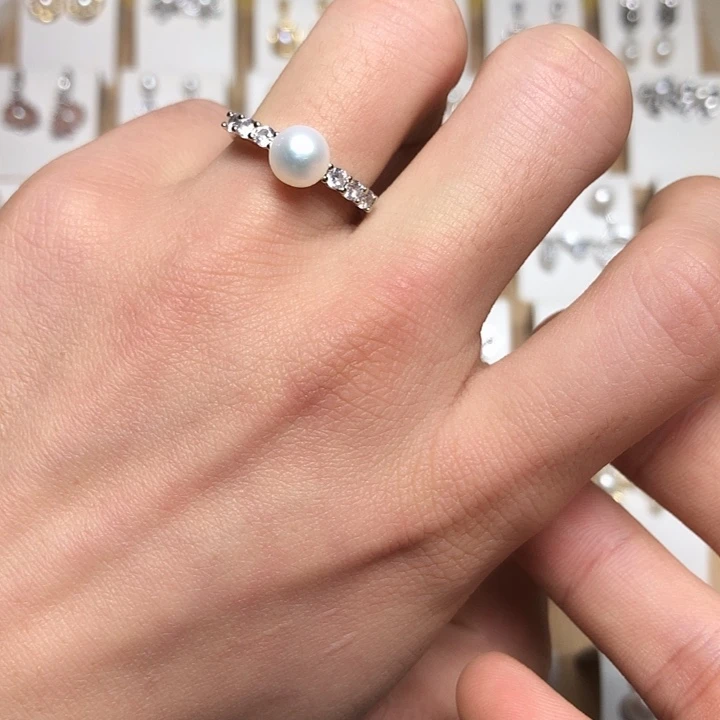 淡水珍珠耳饰银S925镶嵌