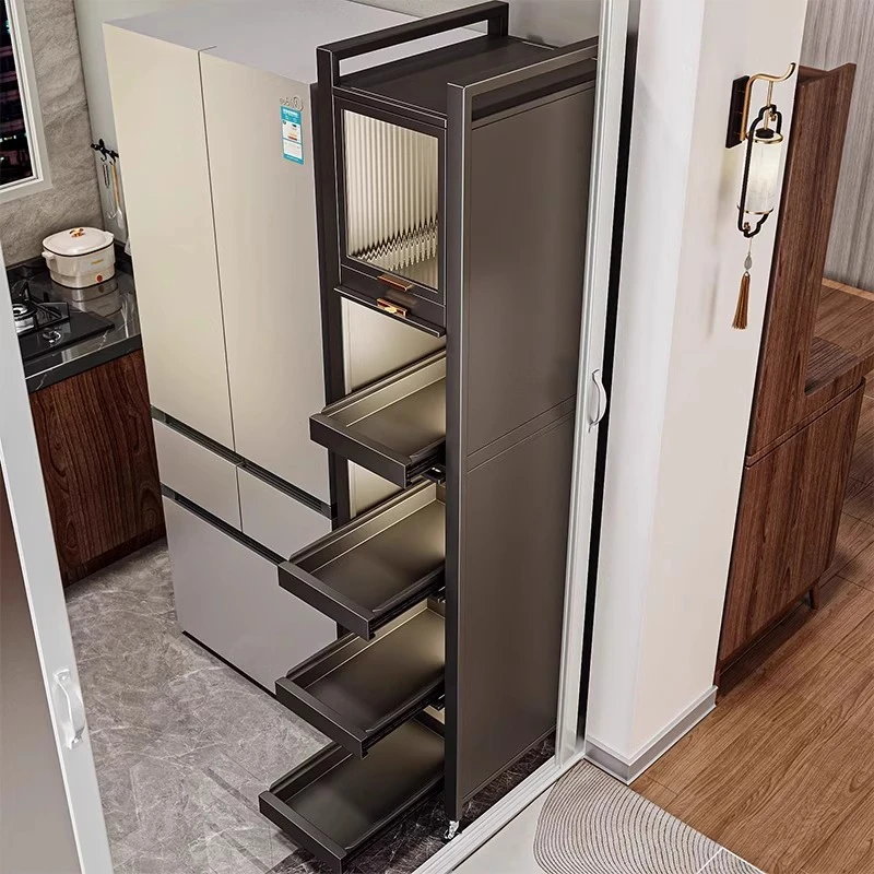 加高夹缝收纳柜缝隙窄边置物架厨房冰箱侧面抽拉柜超极窄缝储物柜