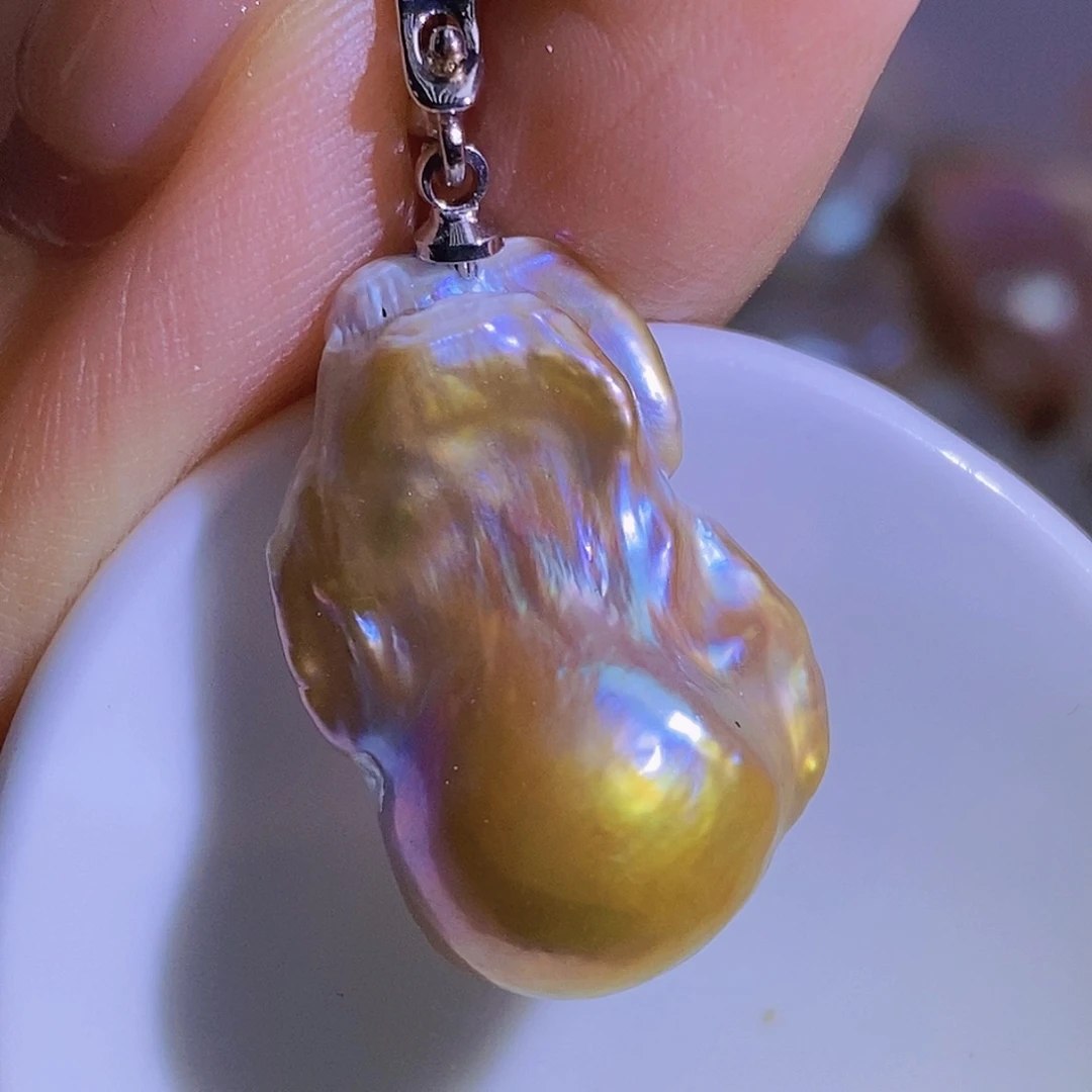 银S925镶嵌天然淡水珍珠（微瑕）淡水珍珠