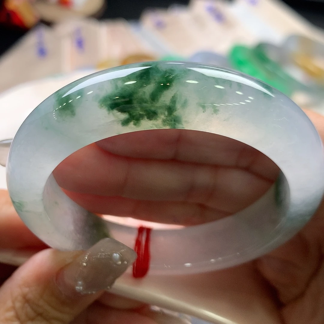 翡翠未镶嵌手镯53.7正圈