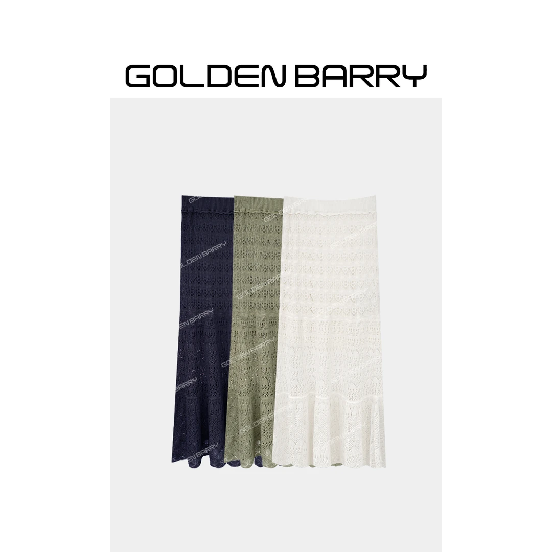 GOLDENBARRY|310135度假风镂空钩花A摆裙