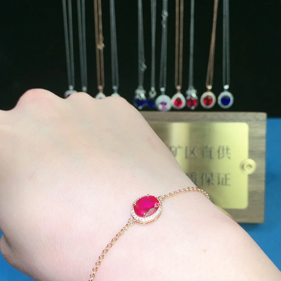 红宝石手链银S925镶嵌