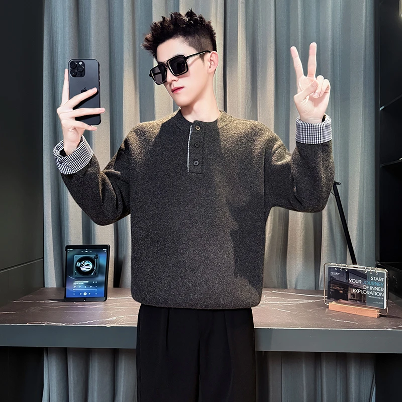 高级毛衣男秋冬季新款宽松韩版针织衫加厚保暖打底衫冬季男款线衣