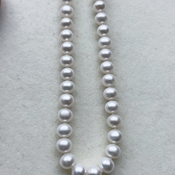 淡水珍珠颈饰银S925镶嵌卡8➕高品极光白