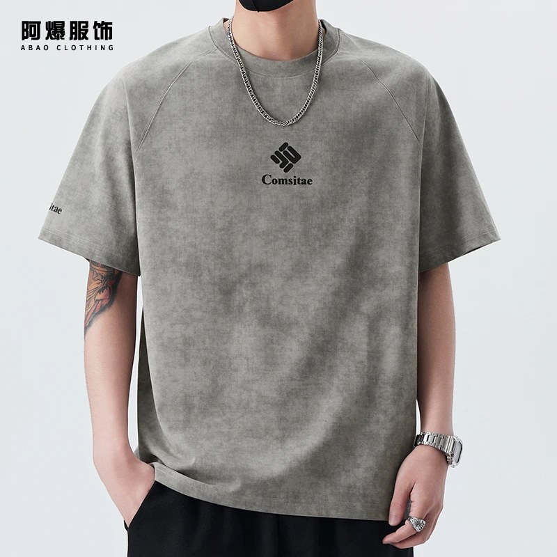 【阿爆服饰】潮牌短袖t恤男夏季新款扎染刺绣凉感半袖百搭休闲体恤