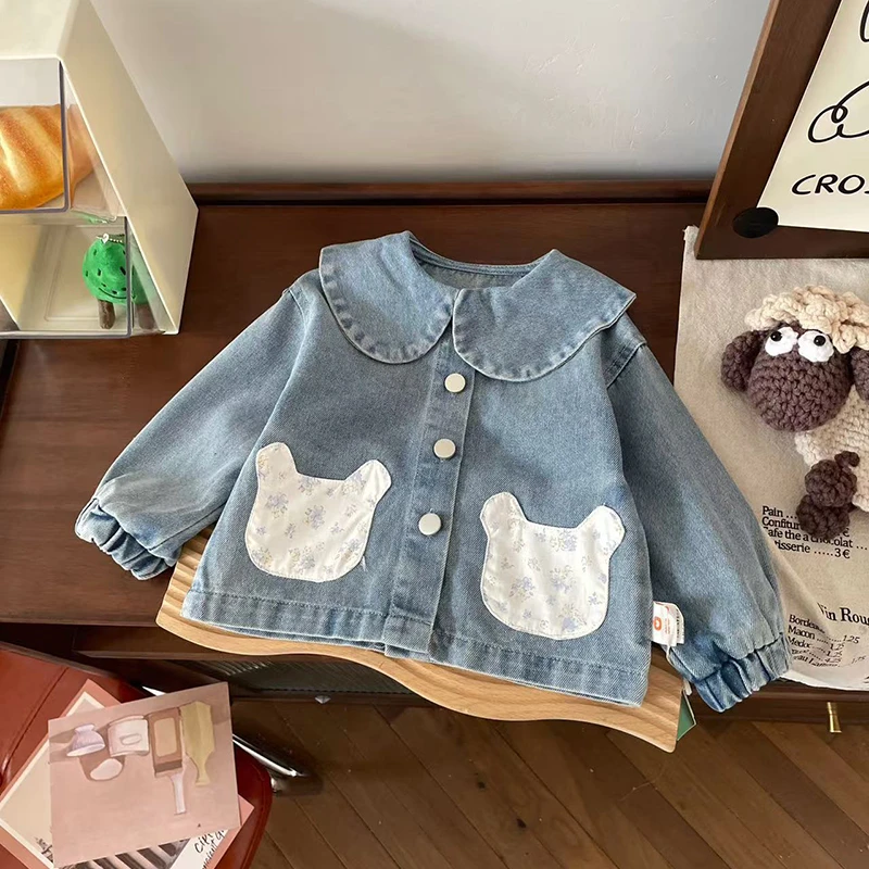 橘止皮【现货】CW258525春季新款儿童外套女童牛仔外套女宝百搭洋气