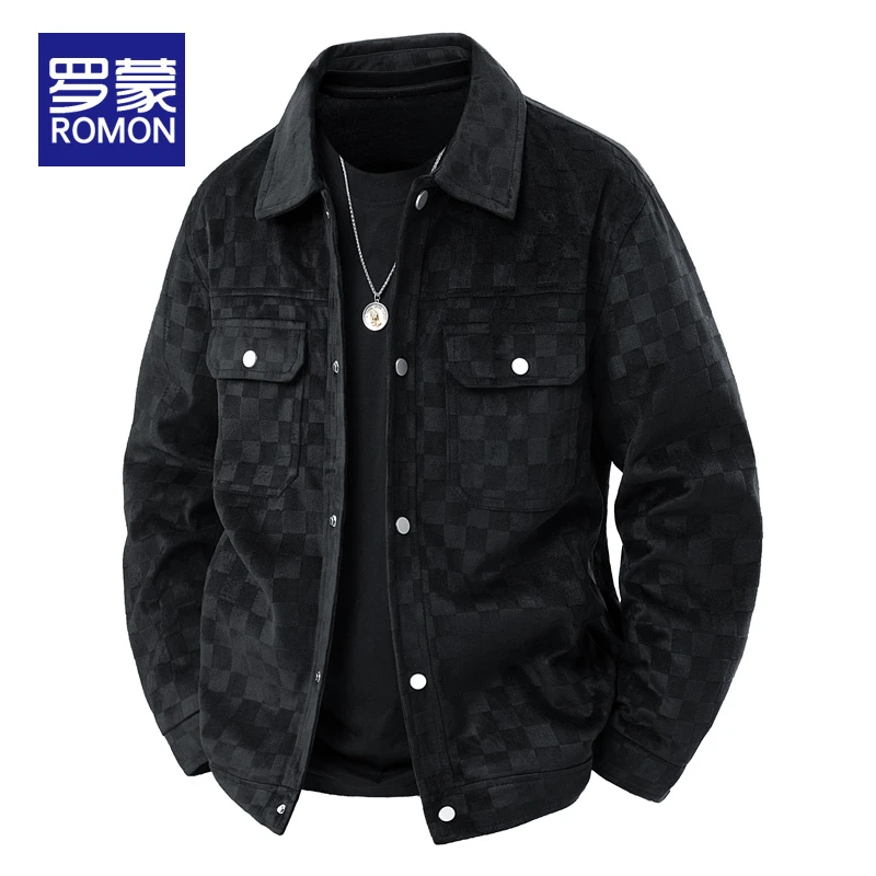 罗蒙秋季男士休闲翻领夹克男款爆款2025新款时尚潮流外套男秋冬款