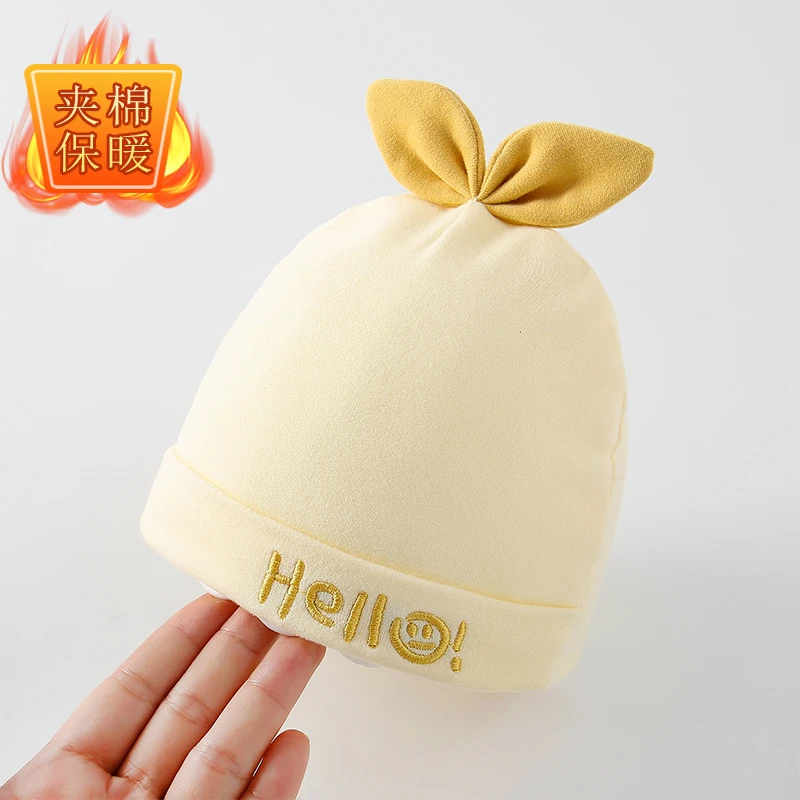 婴儿帽子新生儿宝宝胎帽秋冬季加厚夹棉0-18个月初生护头囟门帽