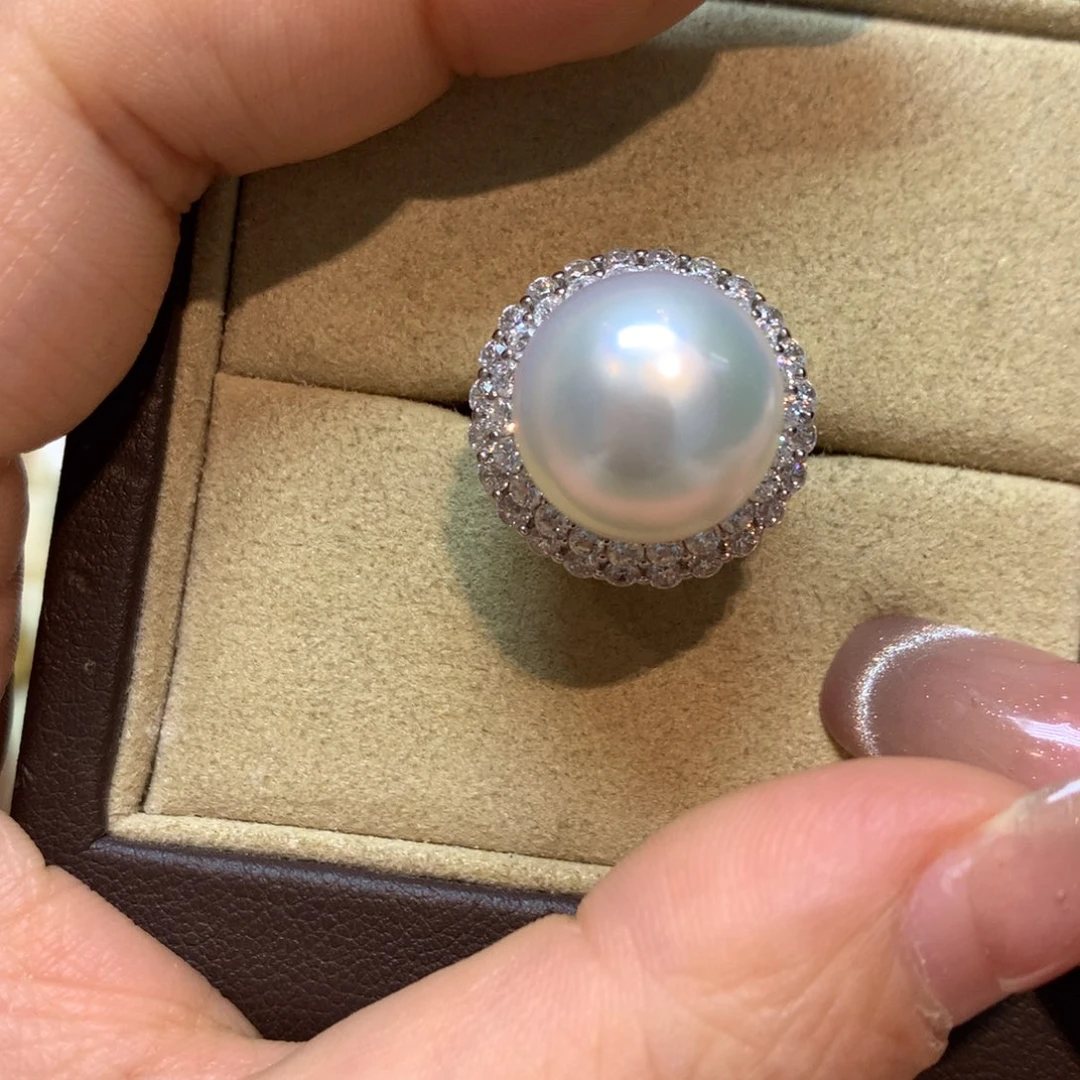 海水珍珠戒指银S925镶嵌