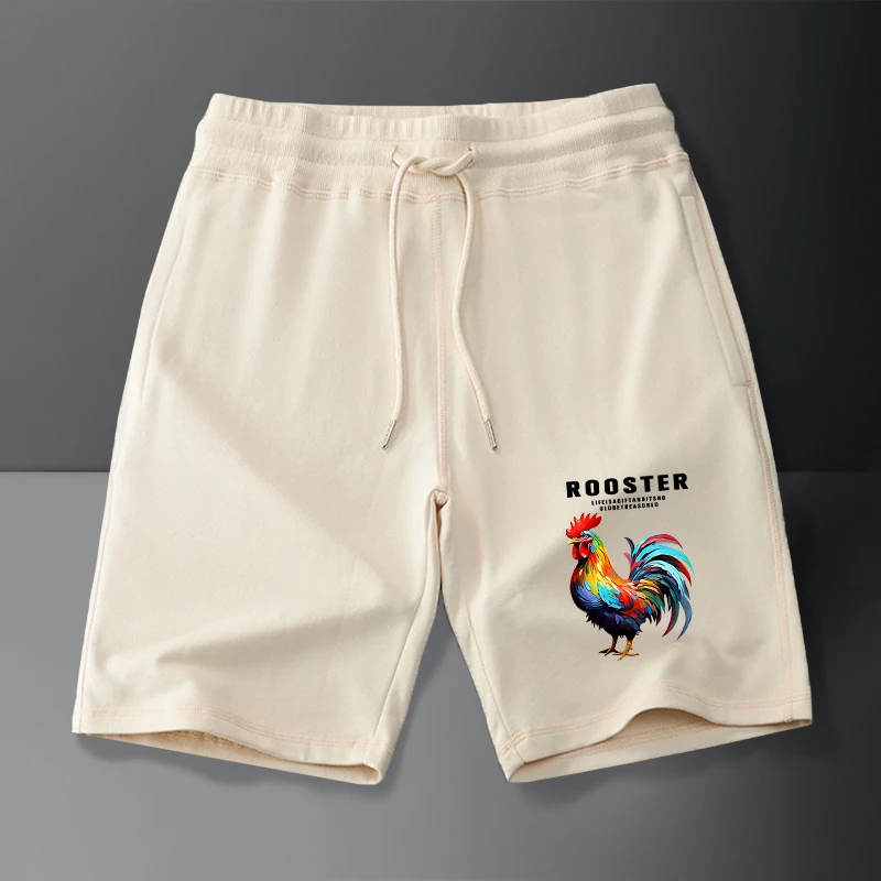 公鸡棉质夏季新款休闲裤短裤男女ins小众设计感运动风直简中裤子