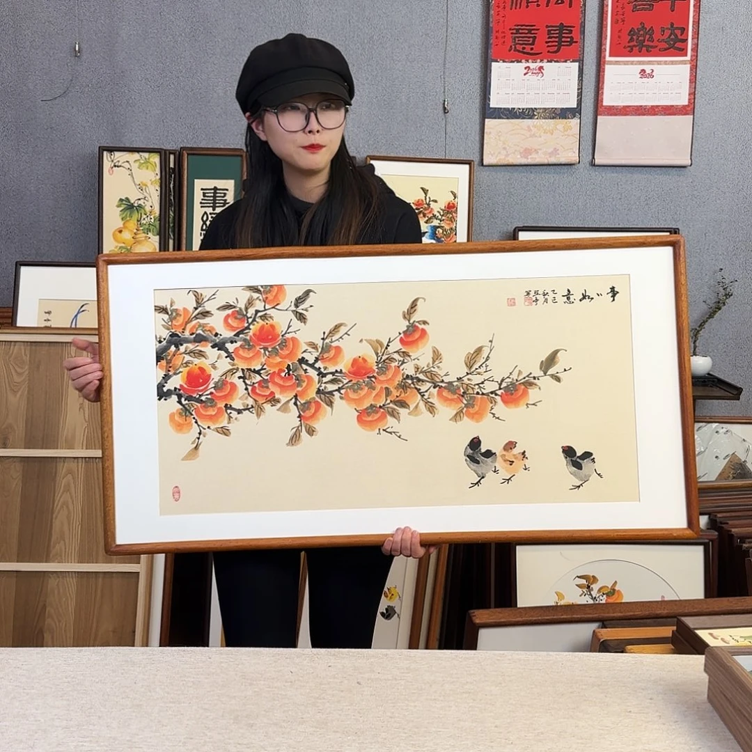 国画手绘带框尺寸：53*103