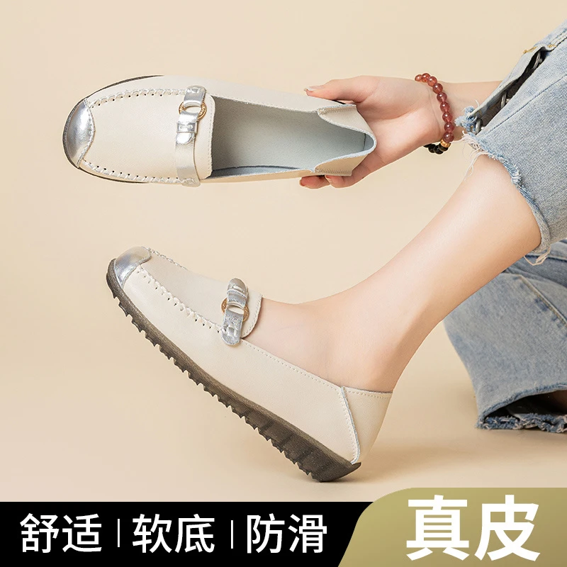 2025新款夏季真皮女单鞋舒适玛丽珍平底软皮休闲百搭鞋浅口时尚女