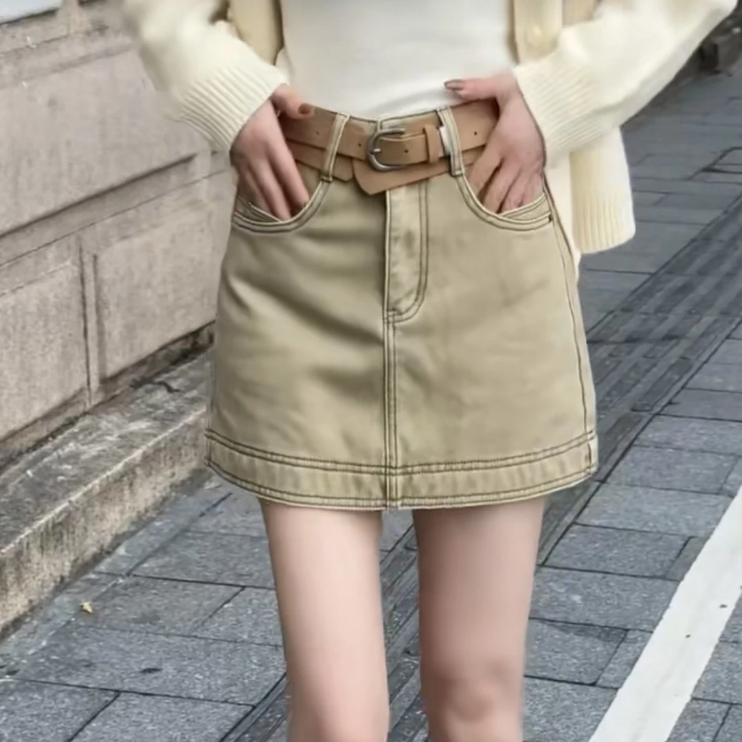 JINTAIYANG【58881】秋冬显瘦防走光牛仔A字裙