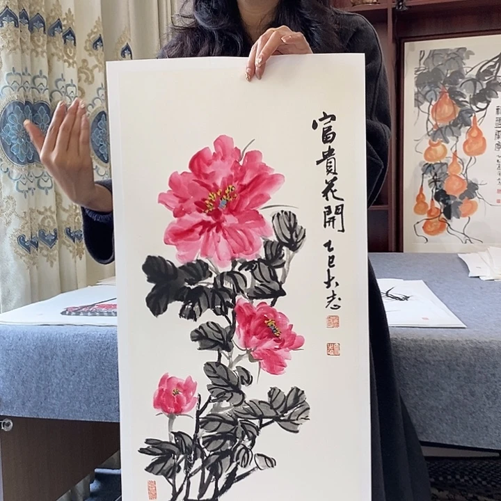 国画纯手绘国画写意作品34*68