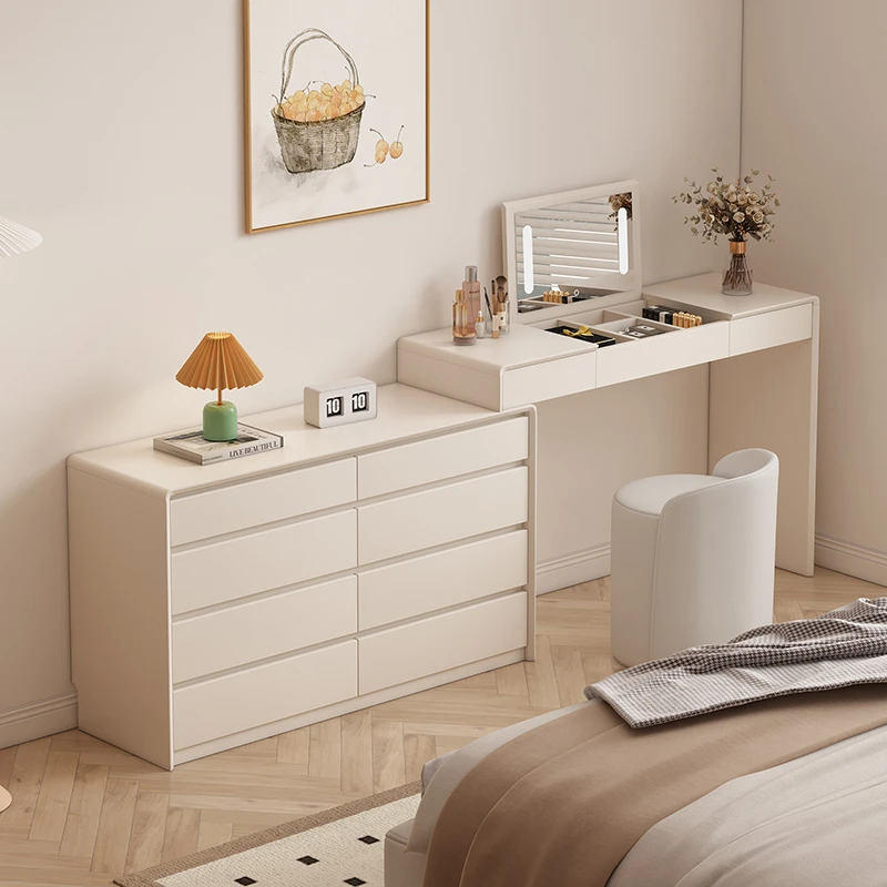 主卧实木梳妆台卧室家用一体收纳柜简约现代轻奢床尾斗柜化妆桌子