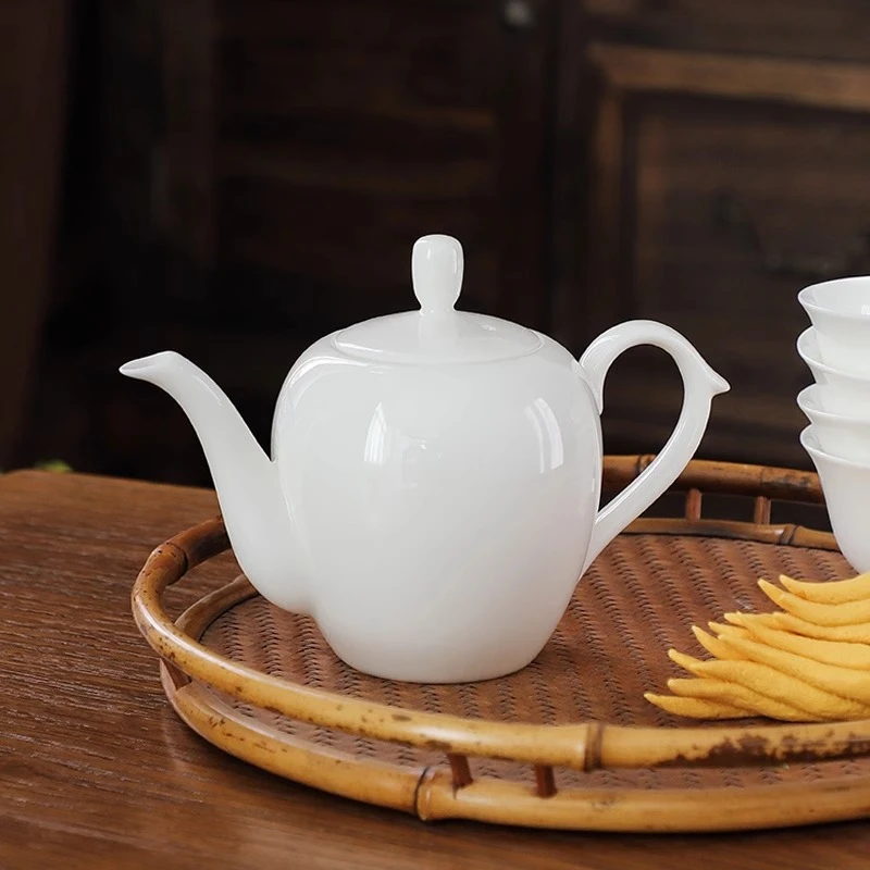 羊脂玉瓷茶壶德化白瓷泡茶单壶家用陶瓷水壶功夫茶具过滤孔西施壶