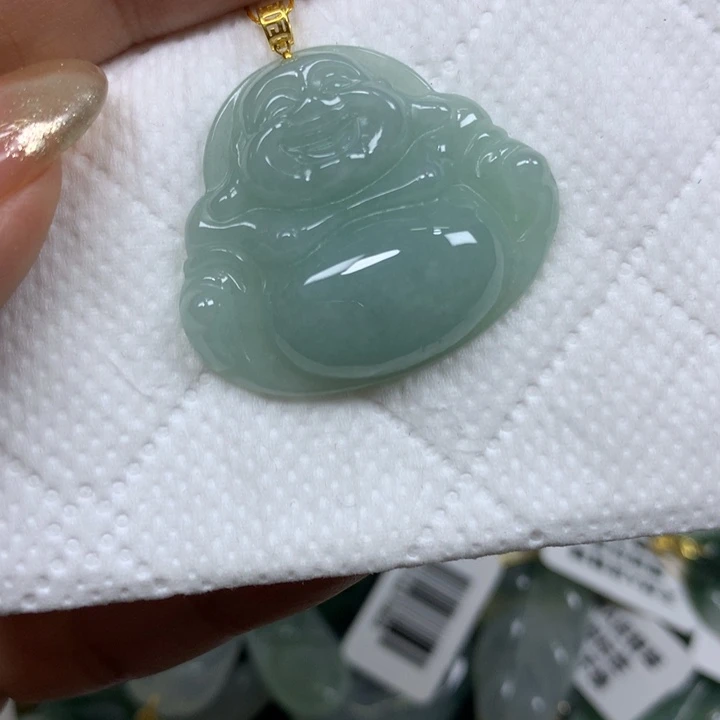 翡翠18K金镶嵌颈饰挂件