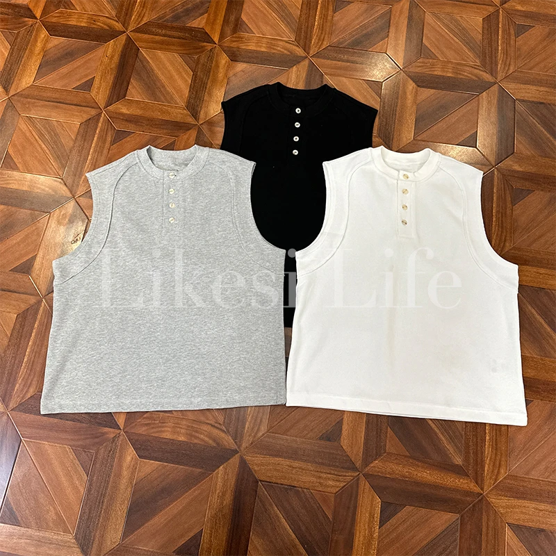 LIKESI&李克斯“华夫格”25夏季肌理感亨利领背心时尚休闲无袖6213#