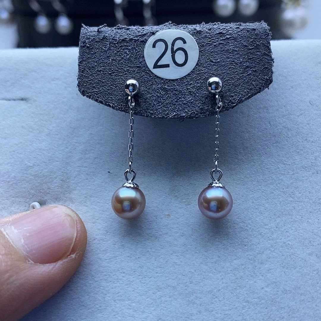 淡水珍珠耳饰银S925镶嵌