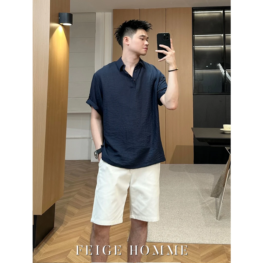 夏季新品/『亚麻高级松弛感』老钱风亚麻轻薄透气休闲短袖衬衫POLO