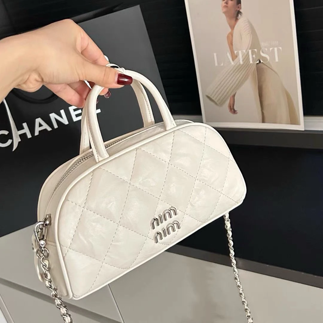 新款菱格绣线链条手提包包简约大方单肩斜挎包女包2278