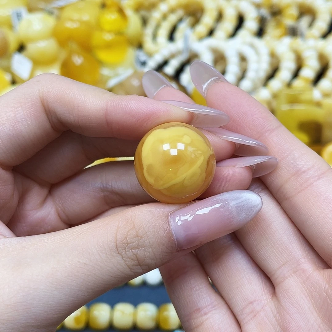 蜜蜡未镶嵌裸石圆珠22.2mm